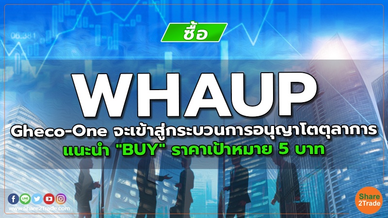 WHAUP Gheco-One จะเข้าสู่กระบวนการอนุญาโตตุลาการ แนะนำ "BUY" ราคาเป้าหมาย 5 บาท