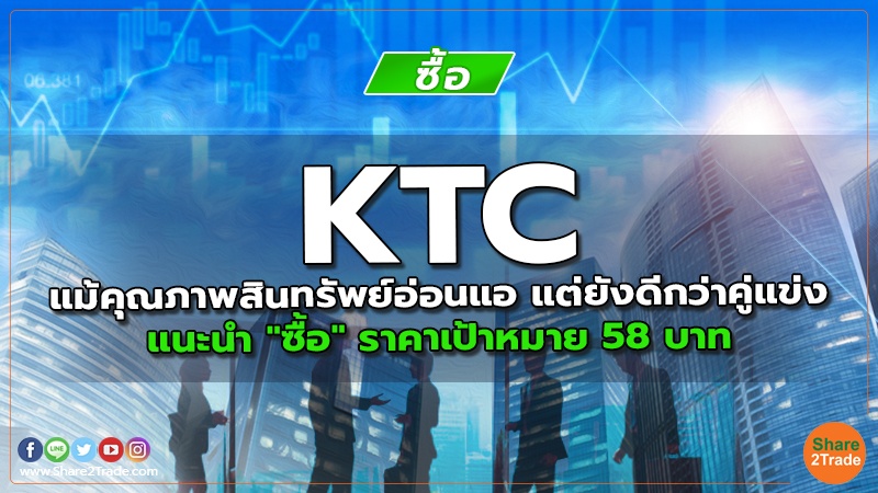 KTC แม้คุณภาพสินทรัพย์อ่อนแอ แต่ยังดีกว่าคู่แข่ง แนะนำ "ซื้อ" ราคาเป้าหมาย 58 บาท