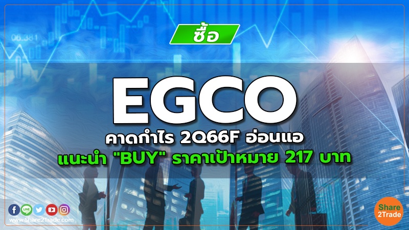 EGCO คาดกำไร 2Q66F อ่อนแอ แนะนำ "BUY" ราคาเป้าหมาย 217 บาท
