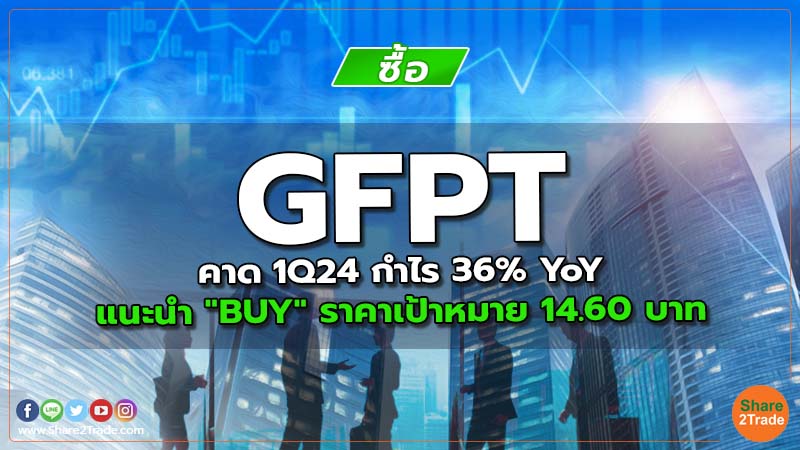 GFPT คาด 1Q24 กำไร 36% YoY  แนะนำ "BUY" ราคาเป้าหมาย 14.60 บาท