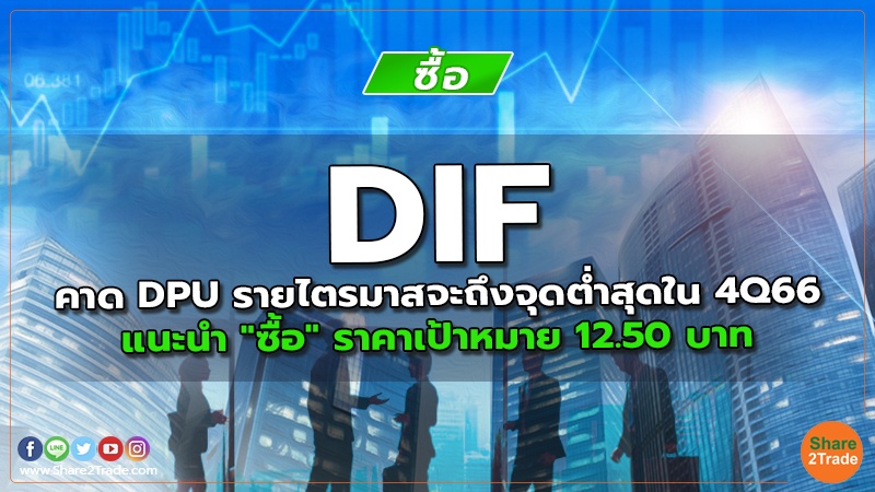 DIF คาด DPU รายไตรมาสจะถึงจุดต่ำสุดใน 4Q66 แนะนำ "ซื้อ" ราคาเป้าหมาย 12.50 บาท