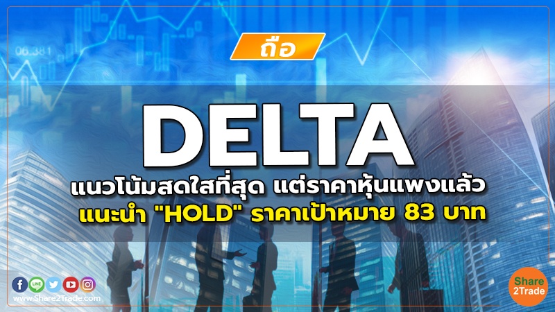 DELTA แนวโน้มสดใสที่สุด แต่ราคาหุ้นแพงแล้ว แนะนำ "HOLD" ราคาเป้าหมาย 83 บาท