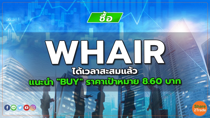 WHAIR ได้เวลาสะสมแล้ว แนะนำ "BUY" ราคาเป้าหมาย 8.60 บาท