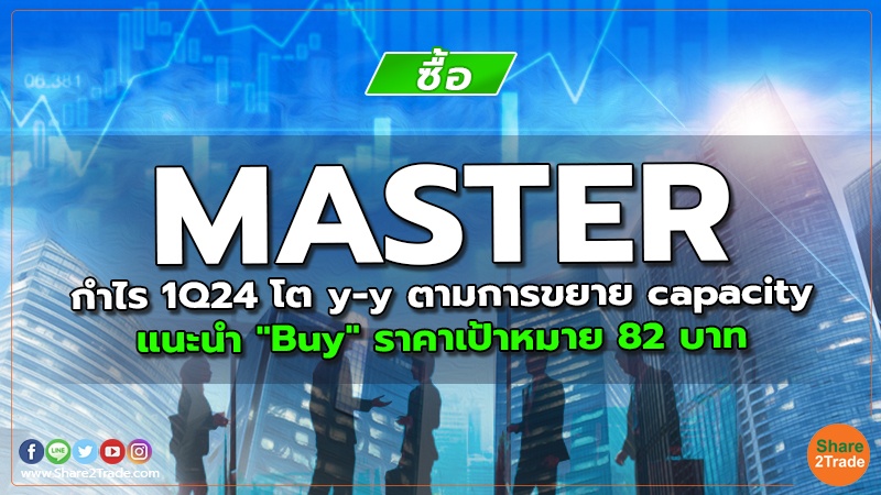 MASTER กำไร 1Q24 โต y-y ตามการขยาย capacity แนะนำ "Buy" ราคาเป้าหมาย 82 บาท