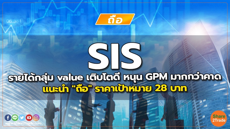 SIS รายได้กลุ่ม value เติบโตดี หนุน GPM มากกว่าคาด แนะนำ "ถือ" ราคาเป้าหมาย 28 บาท