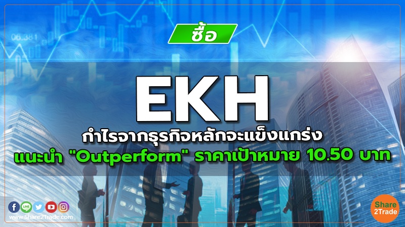 EKH กำไรจากธุรกิจหลักจะแข็งแกร่ง แนะนำ "Outperform" ราคาเป้าหมาย 10.50 บาท