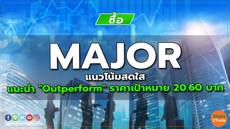 MAJOR แนวโน้มสดใส แนะนำ "Outperform" ราคาเป้าหมาย 20.60 บาท