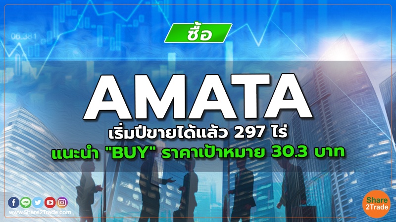 AMATA เริ่มปีขายได้แล้ว 297 ไร่ แนะนำ "BUY " ราคาเป้าหมาย 30.3 บาท