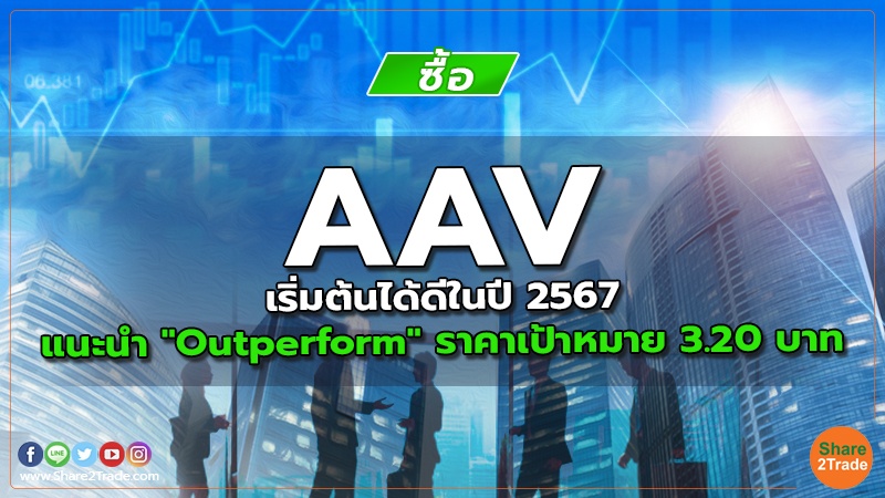AAV เริ่มต้นได้ดีในปี 2567 แนะนำ "Outperform" ราคาเป้าหมาย 3.20 บาท