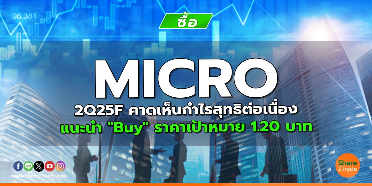 MICRO 2Q25F คาดเห็นกำไรสุทธิต่อเนื่อง แนะนำ "Buy" ราคาเป้าหมาย 1.20 บาท