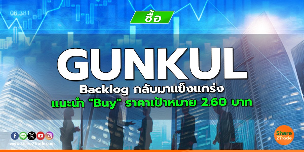 GUNKUL Backlog กลับมาแข็งแกร่ง แนะนำ "Buy" ราคาเป้าหมาย 2.60 บาท