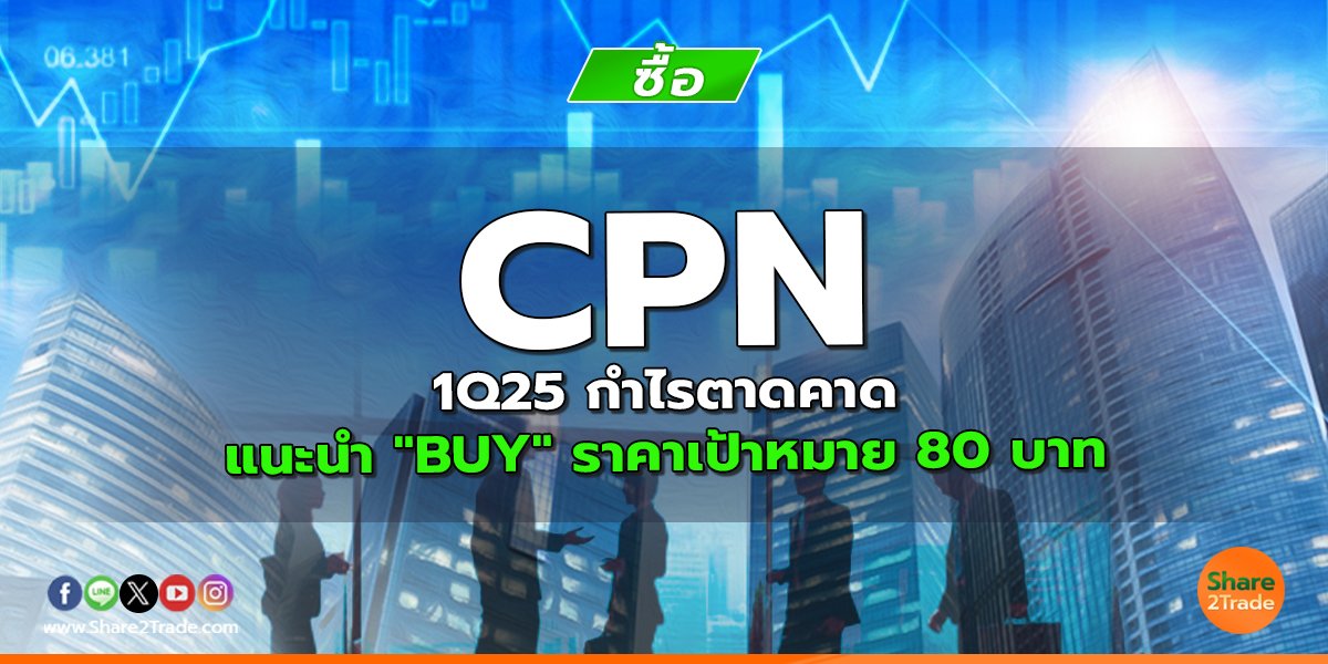 CPN 1Q25 กำไรตาดคาด แนะนำ "BUY" ราคาเป้าหมาย 80 บาท
