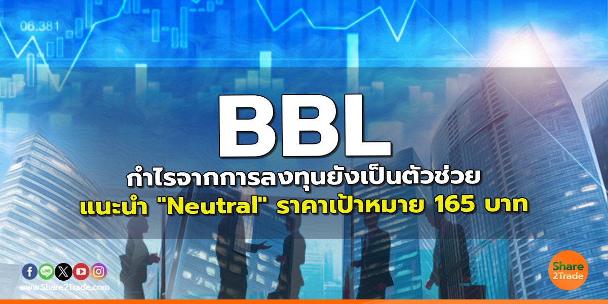BBL กำไรจากการลงทุนยังเป็นตัวช่วย แนะนำ "Neutral" ราคาเป้าหมาย 165 บาท