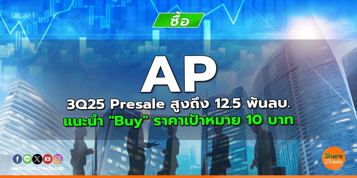 AP 3Q25 Presale สูงถึง 12.5 พันลบ.  แนะนำ "Buy" ราคาเป้าหมาย 10 บาท
