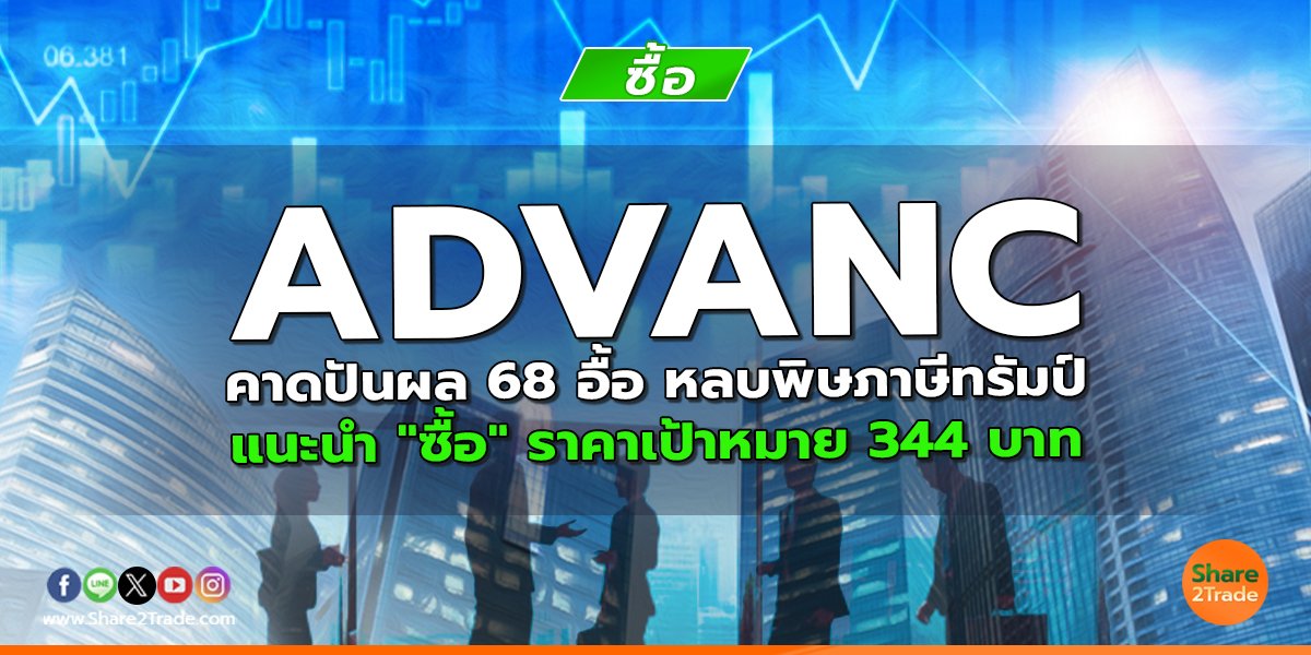 ADVANC คาดปันผล 68 อื้อ หลบพิษภาษีทรัมป์ แนะนำ "ซื้อ" ราคาเป้าหมาย 344 บาท