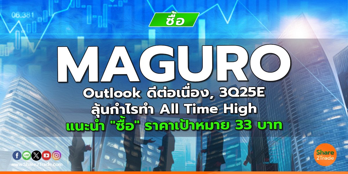 MAGURO Outlook ดีต่อเนื่อง, 3Q25E ลุ้นกำไรทำ All Time High แนะนำ "ซื้อ" ราคาเป้าหมาย 33 บาท