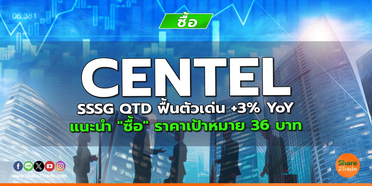 CENTEL SSSG QTD ฟื้นตัวเด่น +3% YoY แนะนำ "ซื้อ" ราคาเป้าหมาย 36 บาท