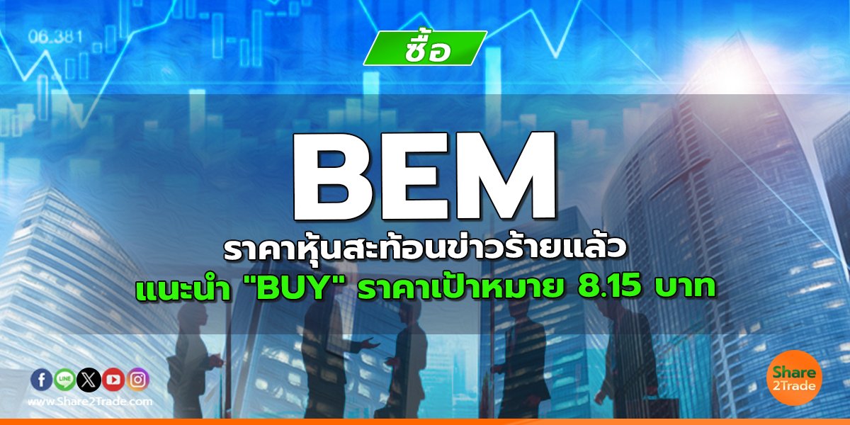 BEM ราคาหุ้นสะท้อนข่าวร้ายแล้ว แนะนำ "BUY" ราคาเป้าหมาย 8.15 บาท