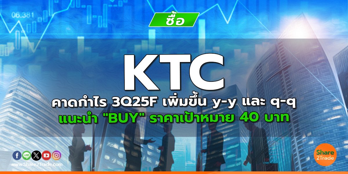 KTC คาดกำไร 3Q25F เพิ่มขึ้น y-y และ q-q แนะนำ "BUY" ราคาเป้าหมาย 40 บาท