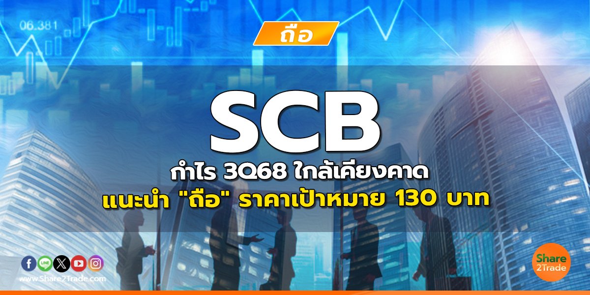 SCB กำไร 3Q68 ใกล้เคียงคาด แนะนำ "ถือ" ราคาเป้าหมาย 130 บาท