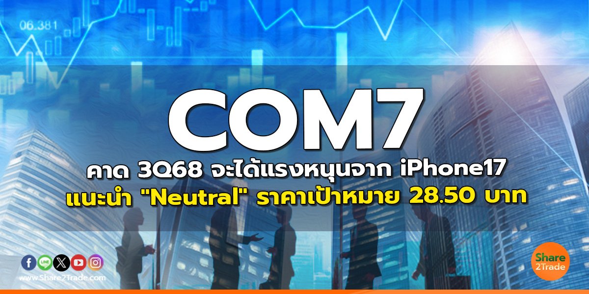 COM7 คาด 3Q68 จะได้แรงหนุนจาก iPhone17 แนะนำ "Neutral" ราคาเป้าหมาย 28.50 บาท