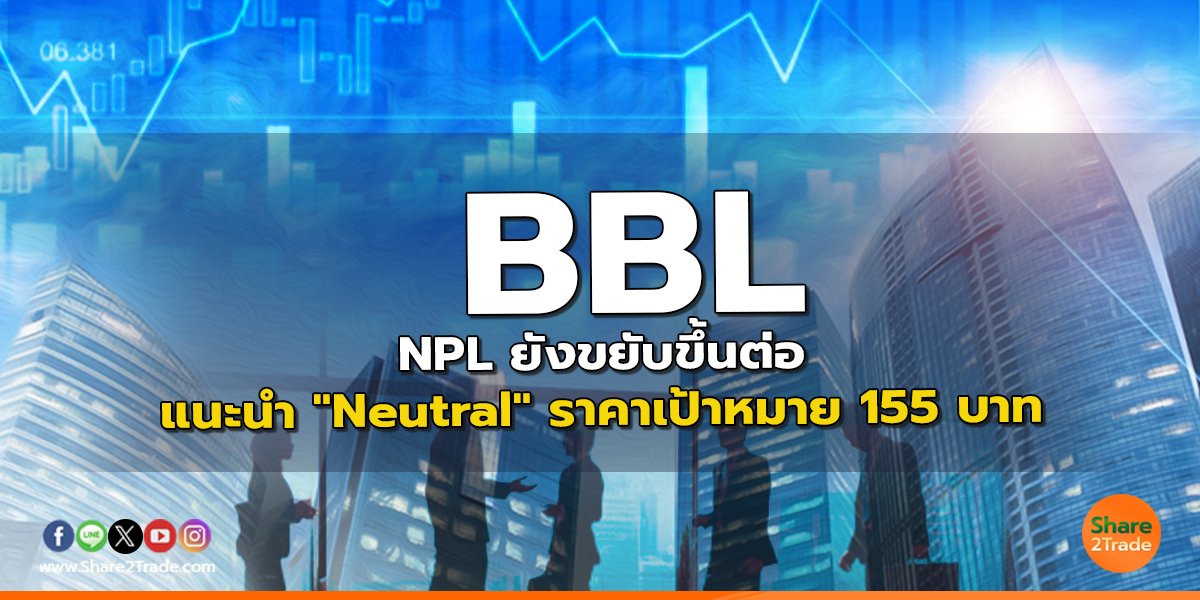 BBL NPL ยังขยับขึ้นต่อ แนะนำ "Neutral" ราคาเป้าหมาย 155 บาท