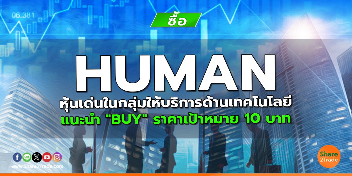 HUMAN หุ้นเด่นในกลุ่มให้บริการด้านเทคโนโลยี แนะนำ "BUY" ราคาเป้าหมาย 10 บาท