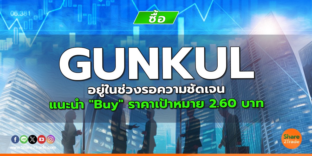 GUNKUL อยู่ในช่วงรอความชัดเจน แนะนำ "Buy" ราคาเป้าหมาย 2.60 บาท