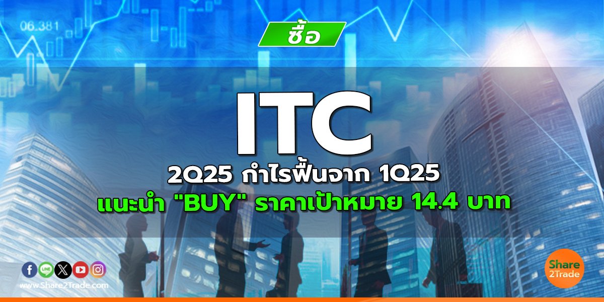 ITC 2Q25 กำไรฟื้นจาก 1Q25 แนะนำ "BUY" ราคาเป้าหมาย 14.4 บาท